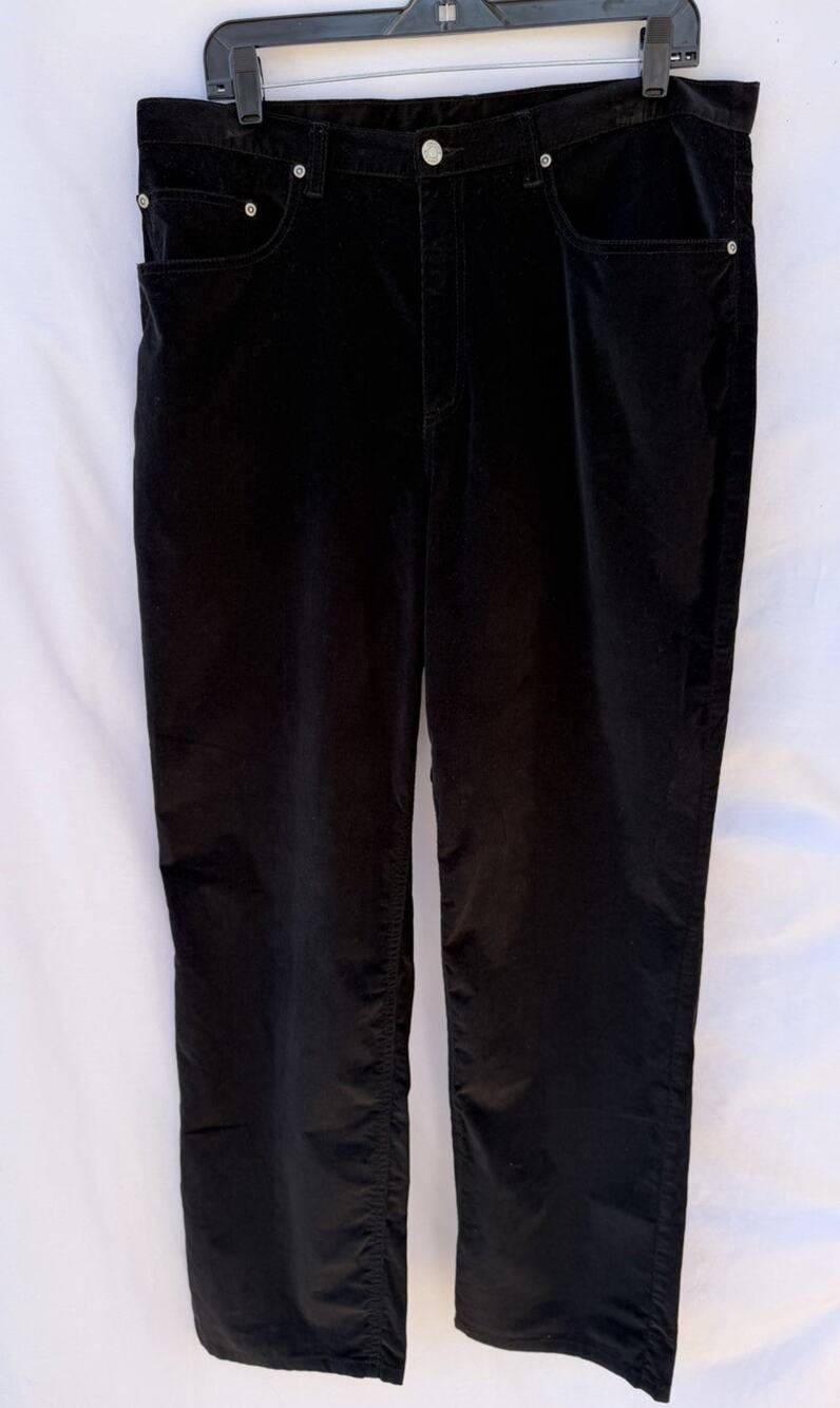 Chicos Womens 3 XL Us L 16/18 Velvet Pants Black Straight Leg Stretch Travel